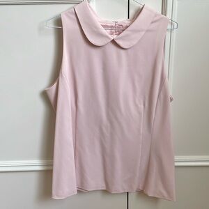 Pink Tartan, long sleeveless top with collar, back zipper, lined, size US 12